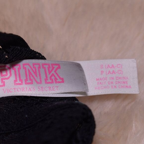 Victoria Secret PINK Black Halter Racer Back Lace Bralette Size Small - Picture 5 of 6